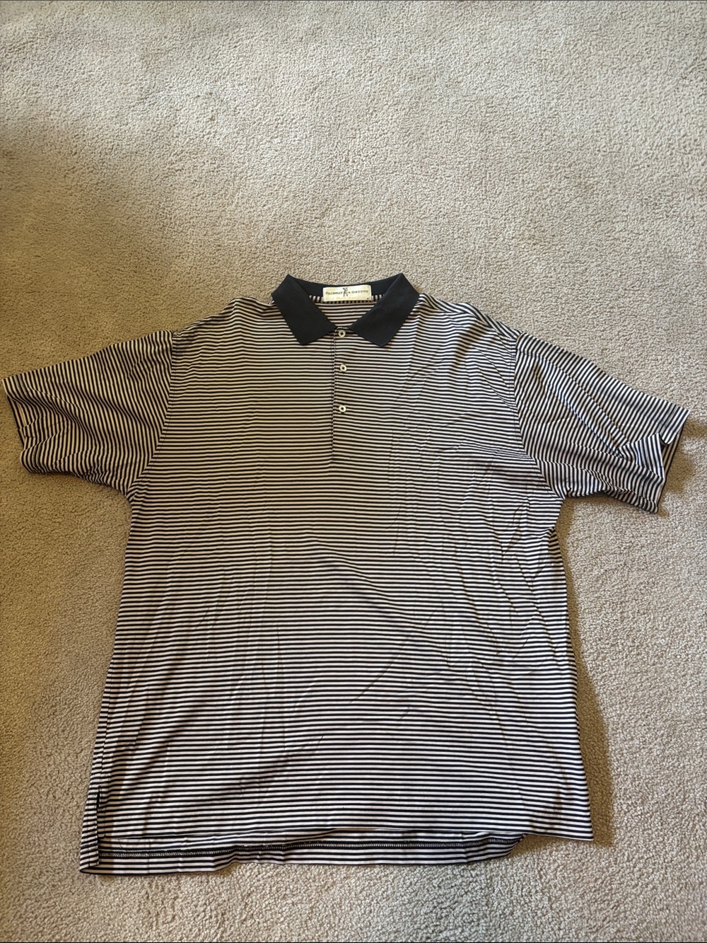 Fairway & Greene Black and White Striped Polo